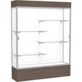 Waddell Display Case Of Ghent Reliant Lighted Display Case 60"W x 80"H x 16"D Walnut Base White Back Satin Natural Frame 2175WB-SN-WV